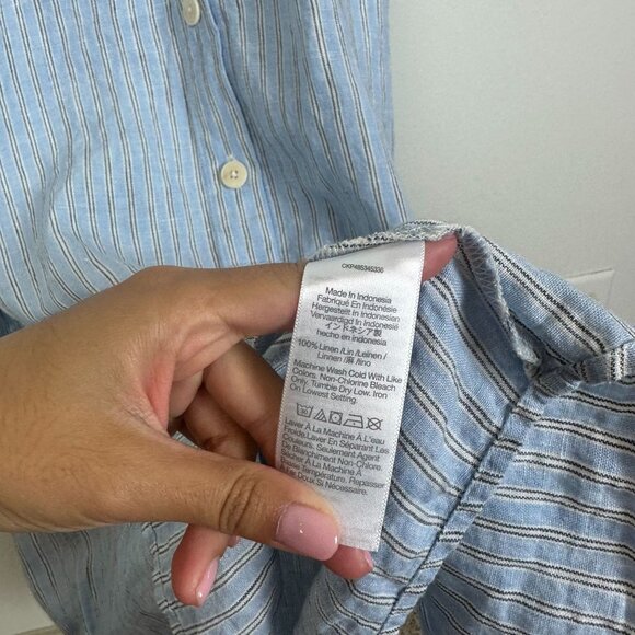 Madewell Cassie Button Front Midi Dress Linen S Coastal Boho Minimalist Blue - Picture 9 of 14